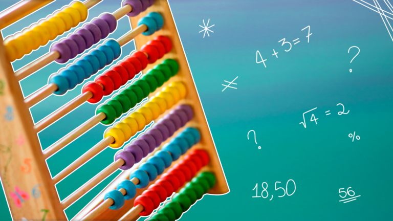 imagem de capa de blog com um ábaco colorido representando como calcular o décimo terceiro salário